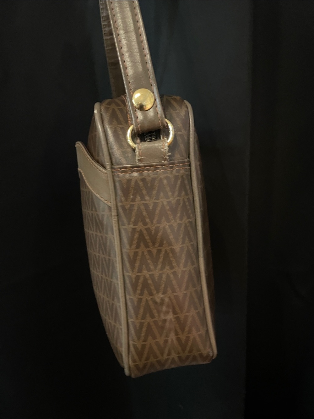 Mario Valentino Brown Monogrammed V-Logo Crossbody Bag - Picture 5 of 17